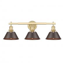 Golden 3306-BA3 BCB-RBZ - Orwell 3-Light Vanity Light in Brushed Champagne Bronze with Rubbed Bronze