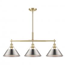 Golden 3306-LP BCB-PW - Orwell 3-Light Linear Pendant in Brushed Champagne Bronze with Pewter