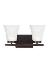 Generation Lighting 4411602EN3-710 - Bayfield contemporary 2-light LED indoor dimmable bath vanity wall sconce in bronze finish with sati