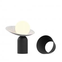 Koncept Inc GUY-MTB+CLTM - Guy LED Lantern with Shade (Matte Black) w/ Felt Cape (Light Marble)