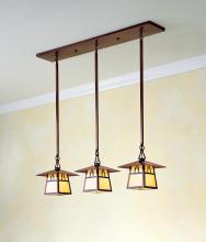 Arroyo Craftsman CICH-8/3DRM-MB - 8" carmel 3 light in-line chandelier with dart overlay
