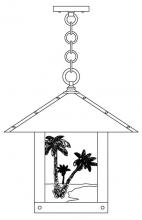 Arroyo Craftsman TRH-16PTM-AB - 16" timber ridge pendant with palm tree  filigree