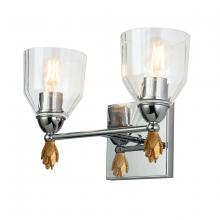 Lucas McKearn BB1000PC-2-F1G - Felice 2 Light Vanity Light In Polished Chrome With Gold Accents