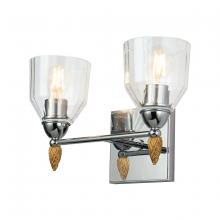 Lucas McKearn BB1000PC-2-F2G - Felice 2 Light Vanity Light In Polished Chrome With Gold Accents