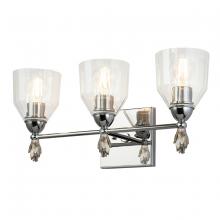 Lucas McKearn BB1000PC-3-F1S - Felice 3 Light Vanity Light In Polished Chrome With Silver Accents