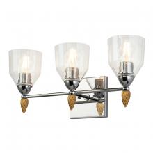 Lucas McKearn BB1000PC-3-F2G - Felice 3 Light Vanity Light In Polished Chrome With Gold Accents