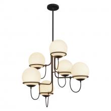ALORA CH458632MBOP - Alba 32-in Matte Black/Opal Glass 6 Lights Chandelier