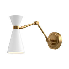 ALORA WV574524WHAG - Blake 5-in Aged Gold/White 1 Light Wall/Vanity