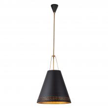 ALORA PD342020MBHL - Brickell 20-in Matte Black/Hazelnut Leather 3 Lights Pendant