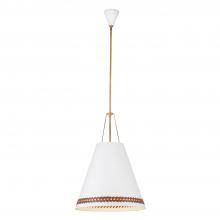 ALORA PD342020MWHL - Brickell 20-in Matte White/Hazelnut Leather 3 Lights Pendant