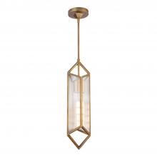 ALORA PD332119VBCR - Cairo 19-in Ribbed Glass/Vintage Brass 1 Light Pendant