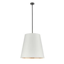 ALORA PD311025UBWG - Calor 25-in Urban Bronze/White Linen With Gold Parchment 3 Lights Pendant
