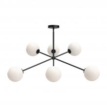ALORA CH549640MBOP - Cassia 40-in Matte Black/Opal Matte Glass 6 Lights Chandeliers
