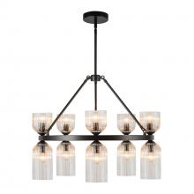 ALORA CH442626MBCR - Nelly 26-in Matte Black/Clear Ribbed Glass Socket Chandelier