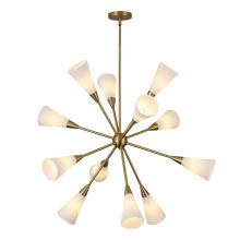 ALORA CH462039BGGR - Cosmo 39-in Brushed Gold/Glossy Ribbed Opal Glass Socket Chandelier