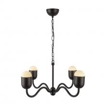 ALORA CH558427MBOP - Effie 27-in Matte Black/Opal Glass Socket Chandelier