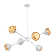 ALORA CH633638WHBR - Daphne 38-in White/Brown Cotton Rope 6 Lights Chandelier