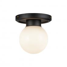 ALORA SF407306MBGO - Fiore 6-in Matte Black/Glossy Opal Glass 1 Light Semi-Flush
