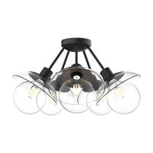 ALORA SF517220MBCL - Francesca 20-in Clear Glass/Matte Black 5 Lights Semi Flush Mount