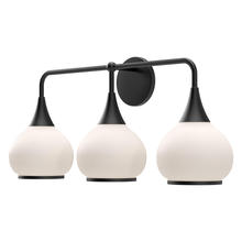 ALORA VL524326MBOP - Hazel 26-in Matte Black/Opal Matte Glass 3 Lights Vanity