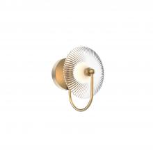 ALORA WV417801BGCR-UNV - Hera 9-in Brushed Gold/Clear Ribbed Glass LED Wall/Vanity