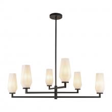 ALORA CH424135MBOP - Krysta 35-in Matte Black/Opal Glass 6 Lights Chandelier