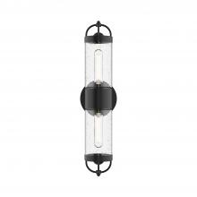 ALORA EW461102BKCB - Lancaster 5-in Clear Bubble Glass/Textured Black 2 Lights Exterior Wall Sconce