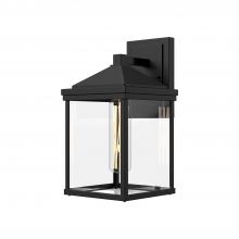 ALORA EW552009BKCL - Larchmont 9-in Clear Glass/Textured Black 1 Light Exterior Wall Sconce