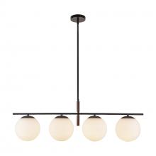 ALORA LP421437MBOP - Zuri 37-in Matte Black/Opal Glass Socket Linear Pendant