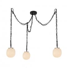 ALORA MP579707MBGR - Cherise 7-in Matte Black/Glossy Ribbed Opal Glass Socket Multi Pendant