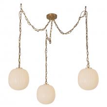 ALORA MP579712BGGR - Cherise 12-in Brushed Gold/Glossy Ribbed Opal Glass Socket Multi Pendant
