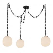 ALORA MP579712MBGR - Cherise 12-in Matte Black/Glossy Ribbed Opal Glass Socket Multi Pendant