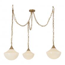 ALORA MP651312BGGR - Farrah 12-in Brushed Gold/Glossy Ribbed Opal Glass Socket Multi Pendant