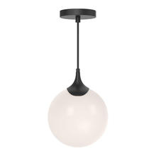 ALORA PD505108MBOP - Nouveau 8-in Matte Black/Opal Matte Glass 1 Light Pendant