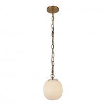 ALORA PD579107BGGR - Cherise 7-in Brushed Gold/Glossy Ribbed Opal Glass Socket Pendant