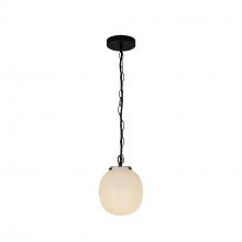 ALORA PD579107MBGR - Cherise 7-in Matte Black/Glossy Ribbed Opal Glass Socket Pendant