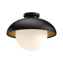 ALORA FM522012MBOP - Rubio 11-in Matte Black/Opal Matte Glass 1 Light Flush Mount