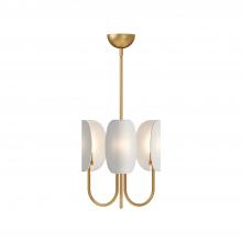 ALORA CH450715AGCW - Seno 15-in Aged Gold/White Cotton Fabric 3 Lights Chandeliers