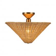 ALORA SF497016BGRA - Bridgette 16-in Brushed Gold/Rattan Socket Semi-Flush Mount