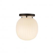 ALORA SF579107MBGR - Cherise 7-in Matte Black/Glossy Ribbed Opal Glass Socket Semi-Flush Mount
