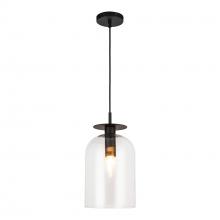 ALORA PD515408MBCL - Sylvia 8-in Matte Black/Clear Glass 1 Light Pendant