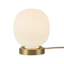 ALORA TL579107BGGR - Cherise 7-in Brushed Gold/Glossy Ribbed Opal Glass Socket Table Lamp