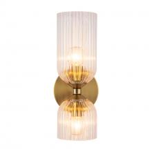 ALORA WV442612BGCR - Nelly 12-in Brushed Gold/Clear Ribbed Glass Socket Wall/Vanity Light