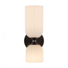 ALORA WV442612MBGR - Nelly 12-in Matte Black/Glossy Ribbed Opal Glass Socket Wall/Vanity Light