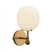 ALORA WV579107BGGR - Cherise 7-in Brushed Gold/Glossy Ribbed Opal Glass Socket Wall/Vanity Light