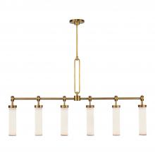 ALORA LP355652VBGO - Wynwood 52-in Vintage Brass/Glossy Opal 6 Lights Linear Pendant